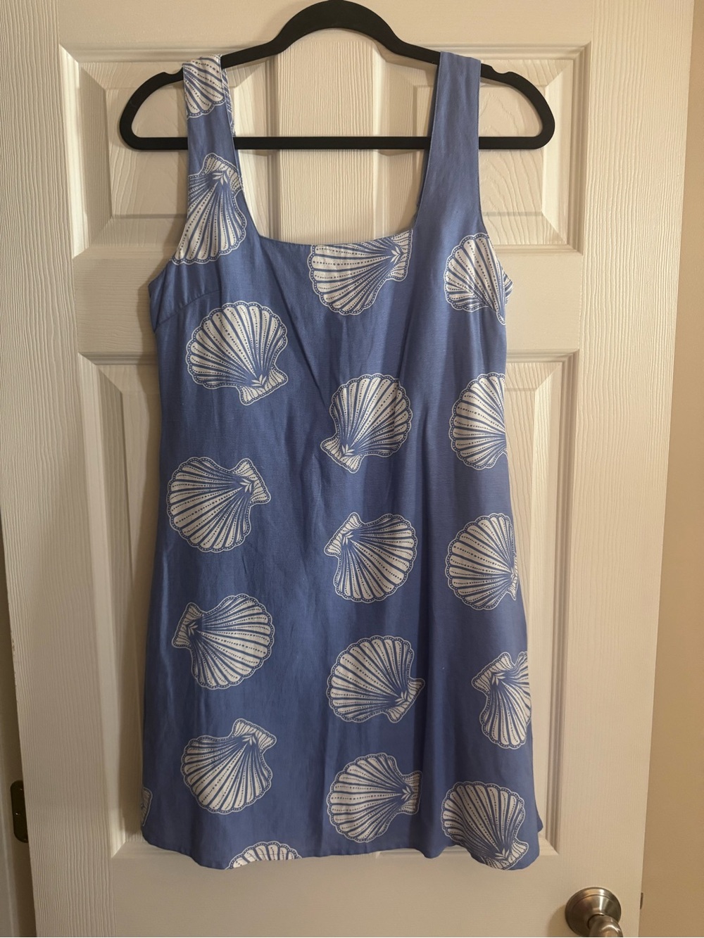 Japna Blue Mini Dress with White Shell Print